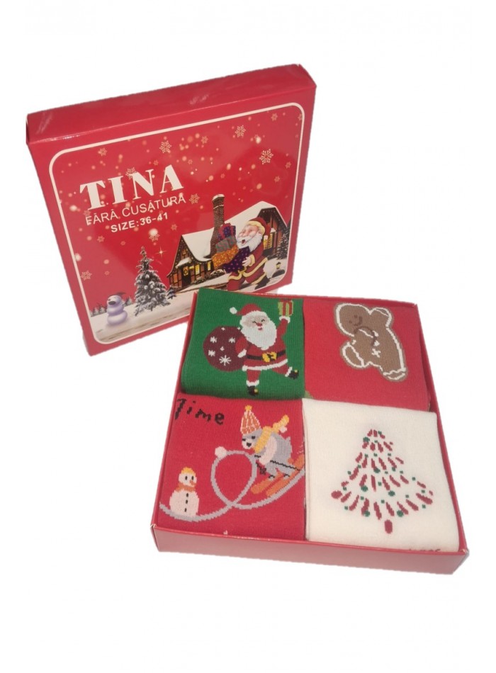 Set de sosete Santa Present, alb